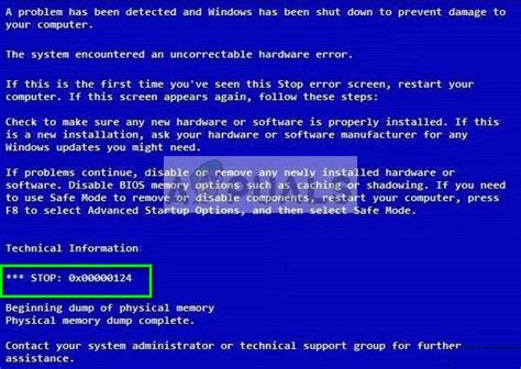 Fix 0x00000124 Blue Screen Stop Error