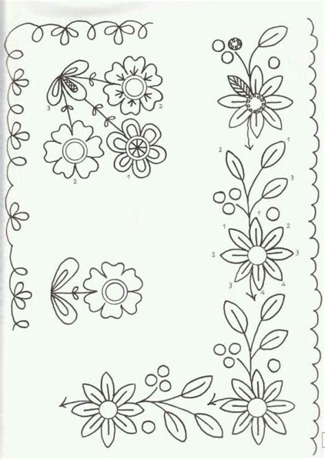 Flor 6 Ручная вышивка цветов Эскизы ручной вышивки Узоры для ручной