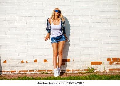 Beautiful Sexy Blonde Woman Dressed Denim Shutterstock