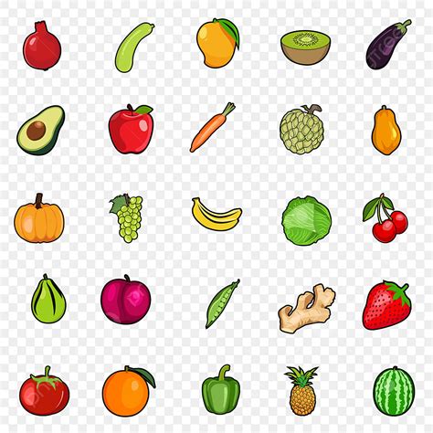 Fresh Vegetables Clipart PNG Images Set Of Fresh Colorful Fruit
