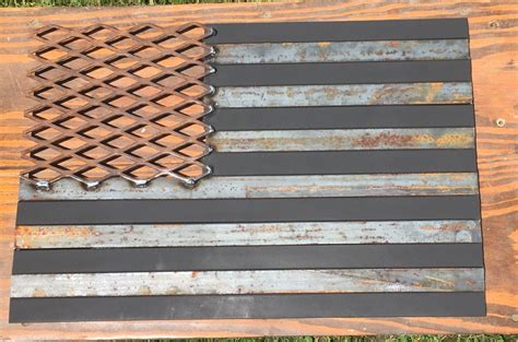 Metal Fabricated Rustic American Flag Wall Decor Welded Flag Etsy