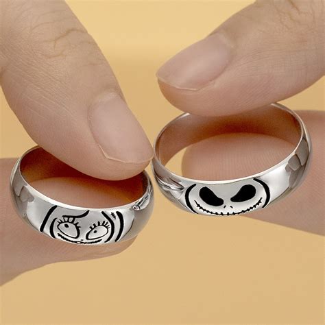 Personalized Lovely Jack Skellington And Sally Couples Band Set Rings