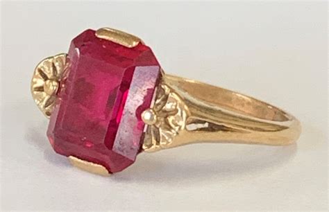 Estate Jewelry Ladies Ruby Ring 14k Yellow Gold Size 65 Ebay