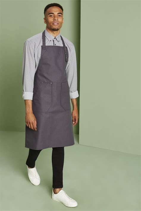 slant pocket bib apron grey simon jersey