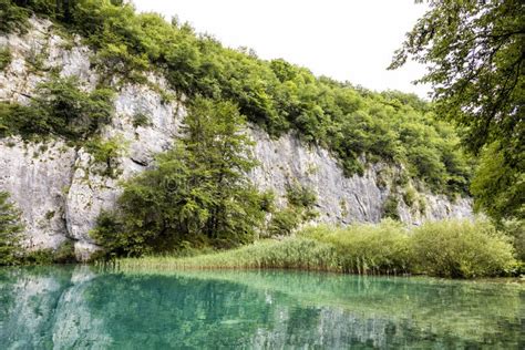 Turquoise Lake In Plitvice Lakes National Park In Summer Stock Photo