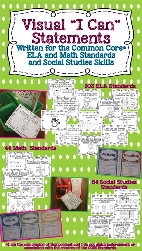 Visual I Can Statements For Common Core Standards Bundle I Can