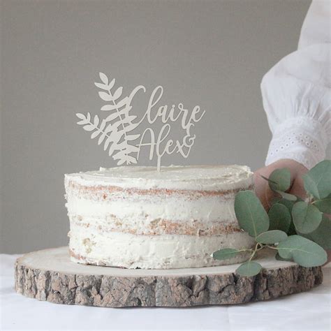 Personalised Botanical Wooden Wedding Cake Topper By Fira Studio
