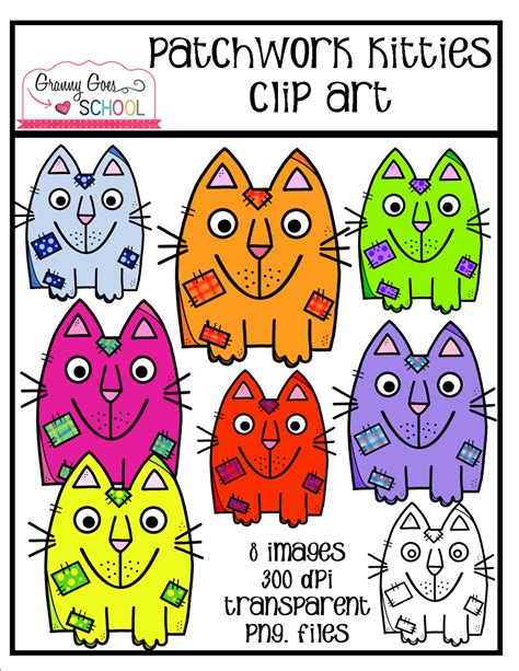 Granny Goes To School Patchwork Kitties Clip Art Freebie