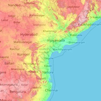 Andhra Pradesh Topographic Map Elevation Relief