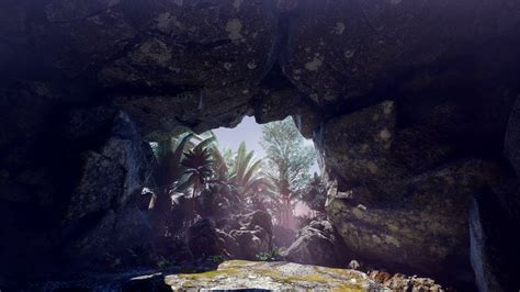 4k Sun Light Inside Beautiful Mysterious Cave Stock Video Footage 0030