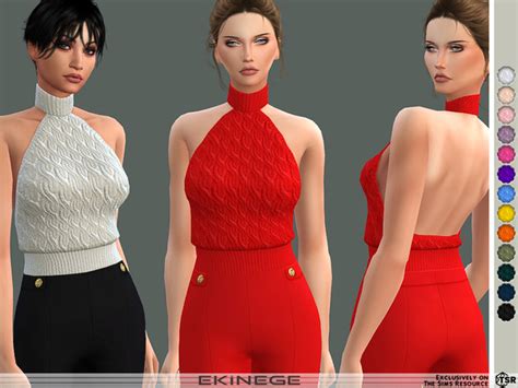 The Sims Resource Cable Knit Halterneck Top