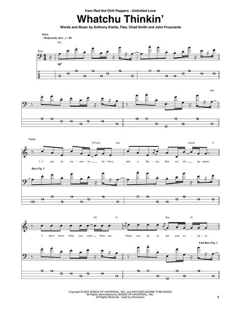 Whatchu Thinkin' by Red Hot Chili Peppers - Bass Tab - Guitar Instructor