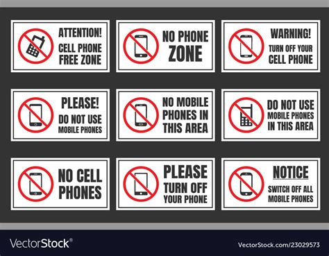No Mobile Phone Icon Set Cell Phone Prohibited Vector Image