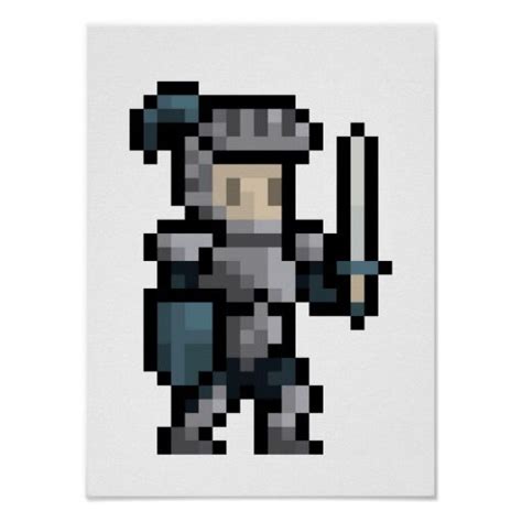 8 Bit Knight Pixel Art Poster In 2021 Pixel Art Pixel
