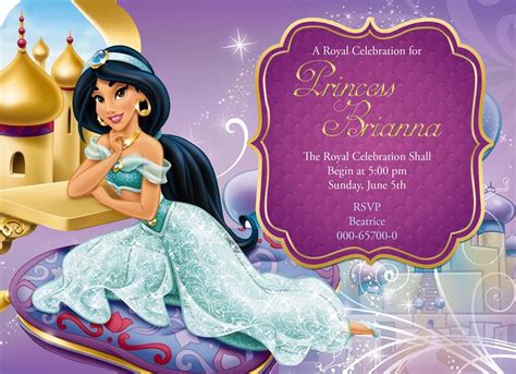 Disney Princess Jasmine Birthday Invitation Card For More Cards Please