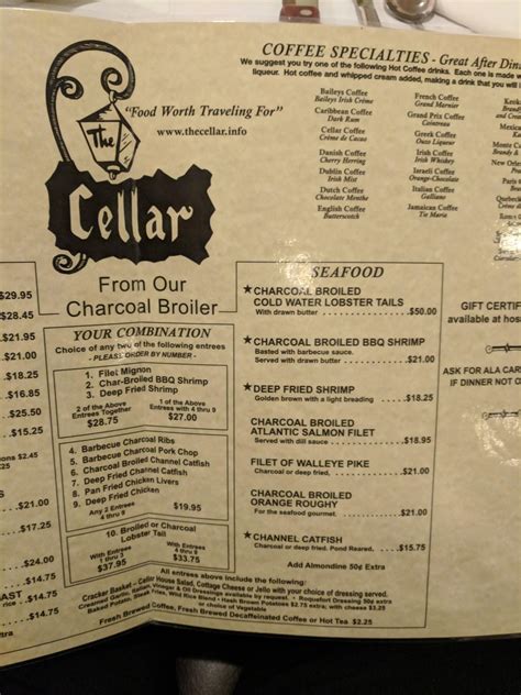 Menu at Cellar The restaurant, Geneseo