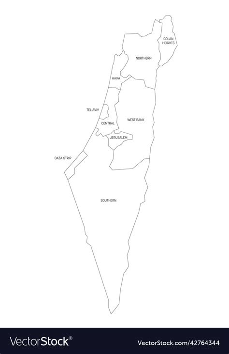 Israel Administrative Map Of Districts Vector Image