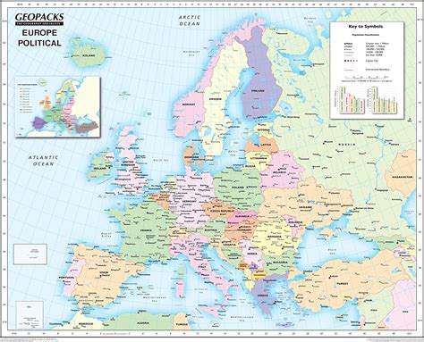 Laminated Europa Political Wall Map Of Europe Geography Maps
