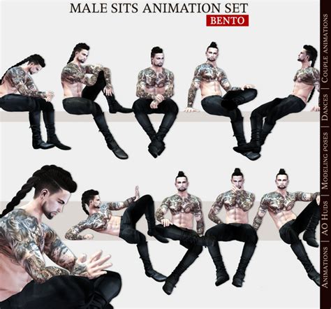 Second Life Marketplace Semotion Male Sits Set 10 Hq Bento Animations