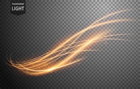 Abstract Gold Wavy Line Of Light With A Transparent Background 423889