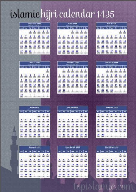 Islamic Calendar 1435 Hijri 2014 Ce Top Islamic Blog