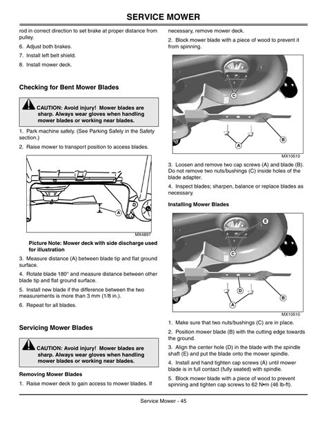 Checking For Bent Mower Blades Servicing Mower Blades Removing Mower