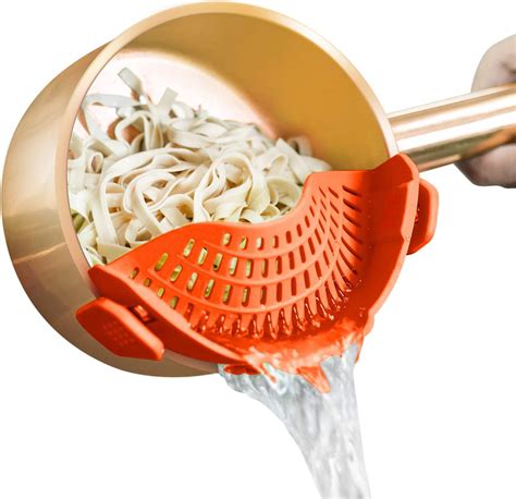 Clip On Strainer Silicone For All Pots And Pans Auoon Pasta Strainer