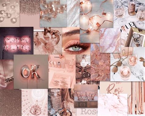 Rose Gold Collage In 2020 Aesthetic Desktop Wallpaper