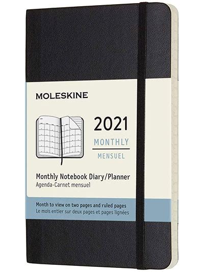 moleskine monthly planner 2021 12 month monthly diary monthly notebook colour black delfi