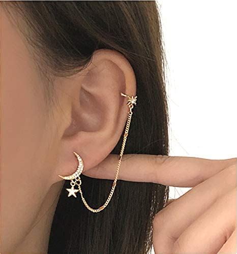 Sither Women Earring With Cuff Chain For Girls Ear Clips Ear Wraps Cuff Earrings