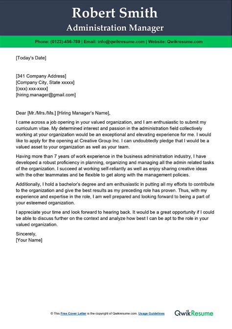 Business Office Manager Cover Letter Examples Qwikresume