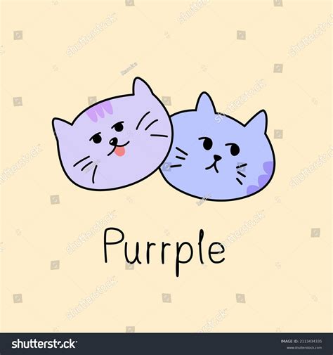 Cute Purple Cats Doodled On Pastel Stock Vector Royalty Free 2113434335 Shutterstock