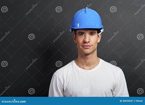 Young Construction Worker In Hard Hat Stock Image Image Of Engineer