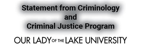 Statement From Criminology And Criminal Justice Program Ollu Lake Weekly