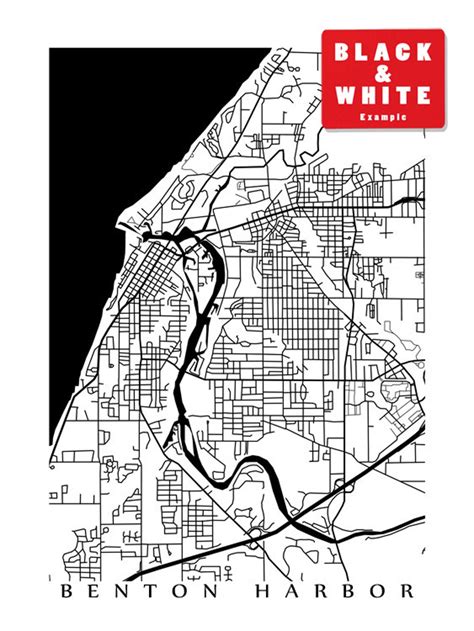 Benton Harbor Map Print Michigan Etsy