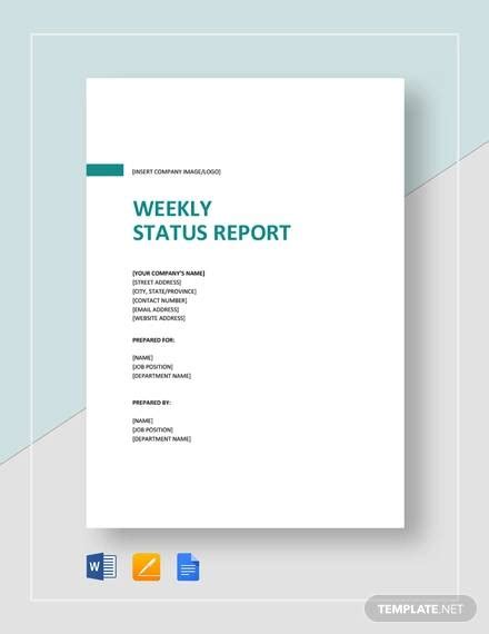 Free 16 Sample Weekly Status Report Templates In Pdf Ms Word Apple