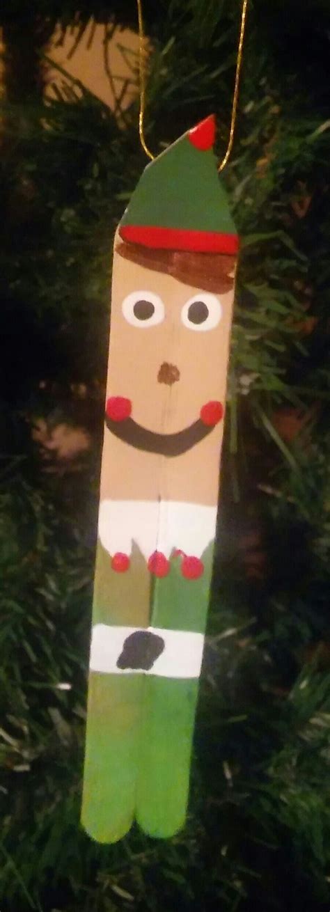 Elf Popsicle Stick Ornament Xmas Crafts Christmas Crafts For Kids