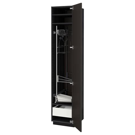 METOD / MAXIMERA High cabinet with cleaning interior, black/Kungsbacka ...