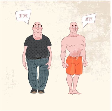 Before And After Man Weight Loss Stock Vector Illustration Of