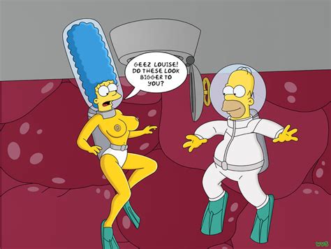 Rule 34 Blue Hair Breasts Clothes Color English Text Female Hair Homer Simpson Human Male