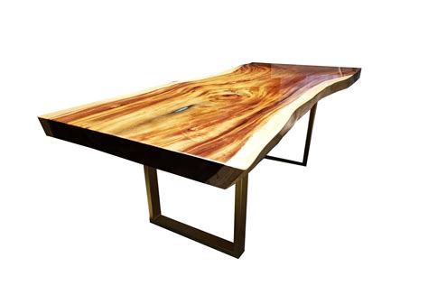 Buy Acacia Wood Live Edge Dining Table With High Gloss Epoxy Resin