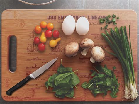 Star Trek Uss Enterprise Legacy Large Bamboo Cutting Board Wooden