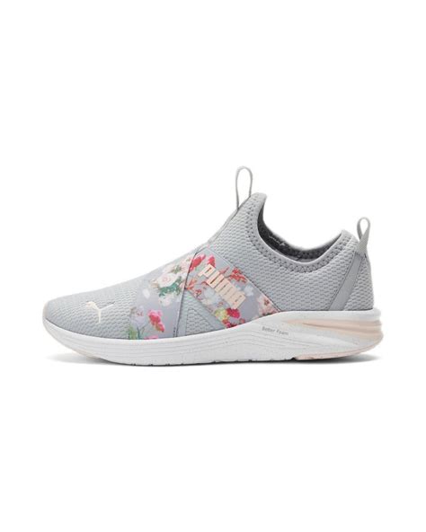 puma better foam prowl floral slip on training shoes in gray lyst