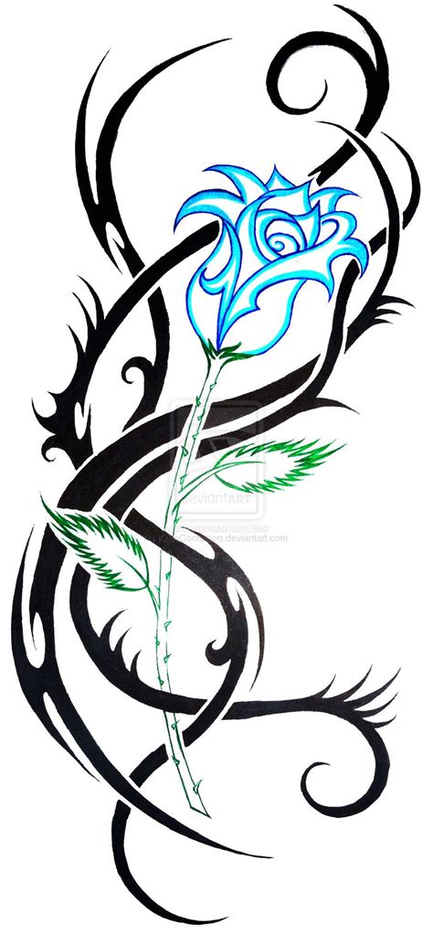 14 vines and flowers tattoos; blue rose tribal by KatieConfusion.deviantart.com on ...