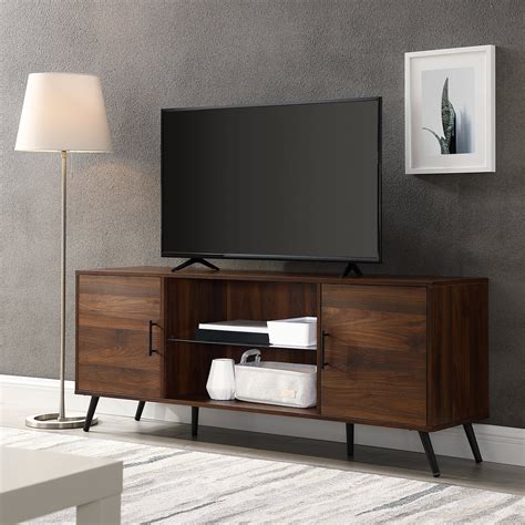 60 Inch Mid Century Modern Tv Stand Dark Walnut In 2020 Home Decor Furniture Living Room
