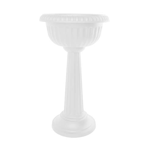 Bloem Grecian 32 In Casper White Plastic Urn Tall Pedestal Planter