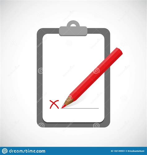 Clipboard With Red Pen Business Design Stock Vector Illustration Of