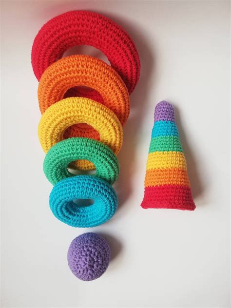 Crochet Rainbow Stacking Toy Pattern Baby T Etsy