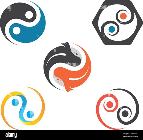 Yin Yang Koi Fish Concept Design Vector Icon Illustration Stock Vector