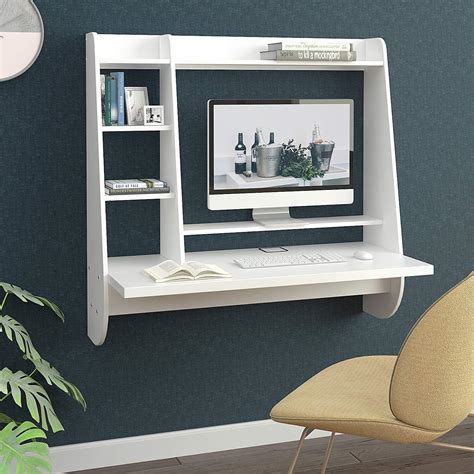 Devaise Wall Mounted Floating Desk Home Office Computer Desk With